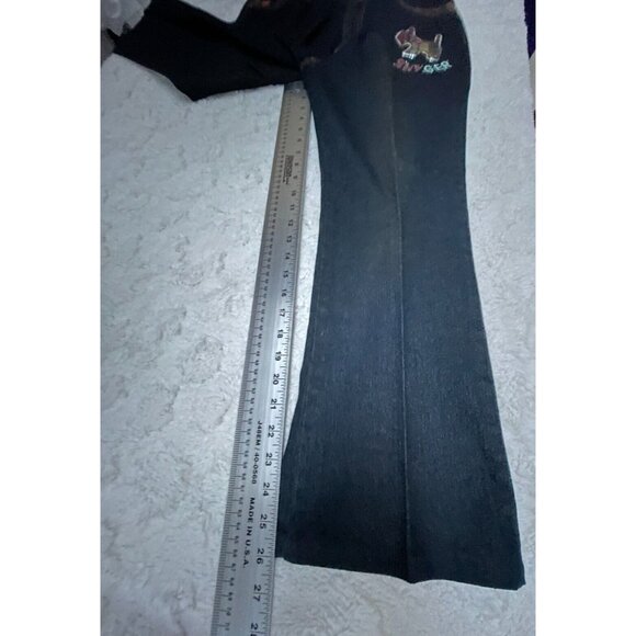 Shyger Series Women XL Patchwork Sequin Bootcut Jeans Dark Blue Mid-Rise Casual - Picture 8 of 10